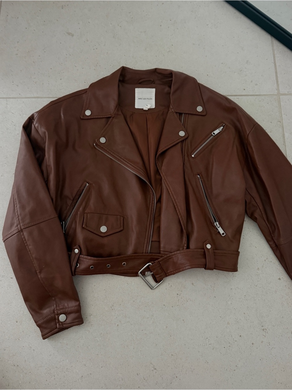 Avec Les Filles Faux Leather Moto Jacket - Picture 2 of 4